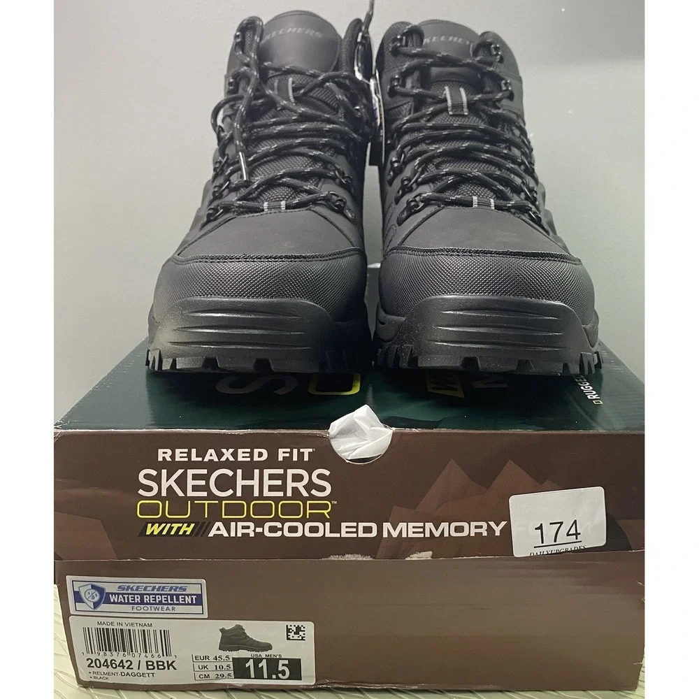 Skechers Men's Relment Daggett Black Memory foam Water Repellent Boots 11.5 NWB
